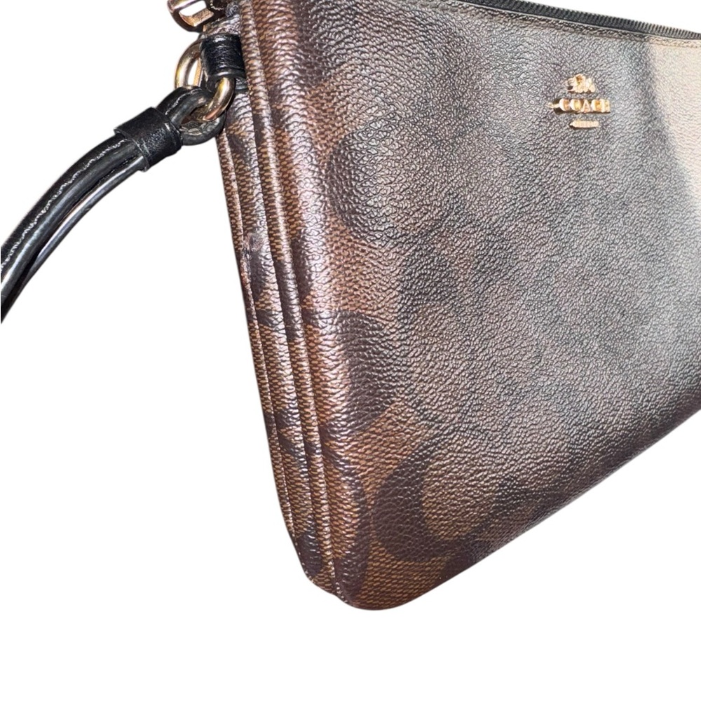 Coach double zip wristlet in brown and black signature coated canvas and leather - Picture 3 of 9